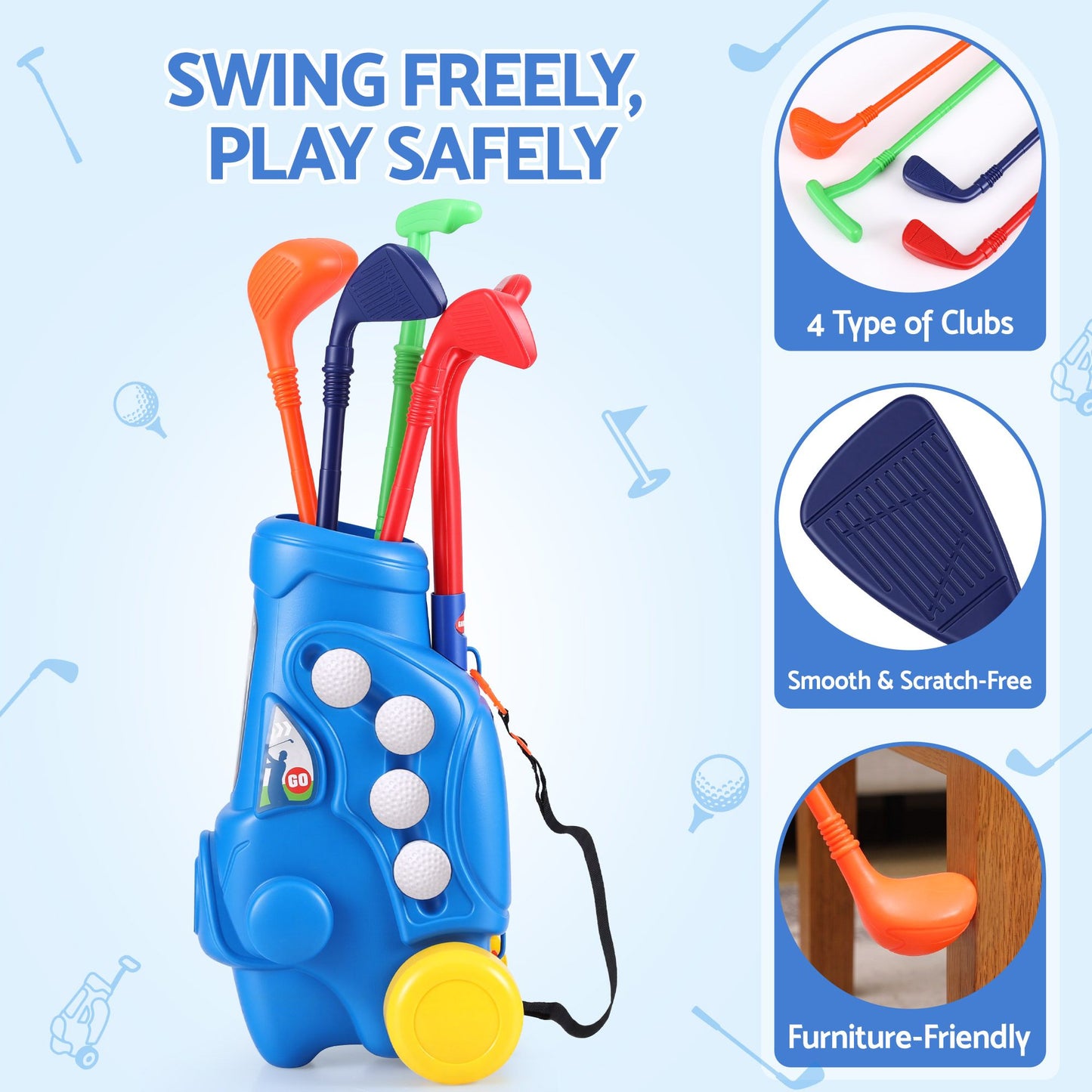 Keezi Kids Golf Set with Pull Cart