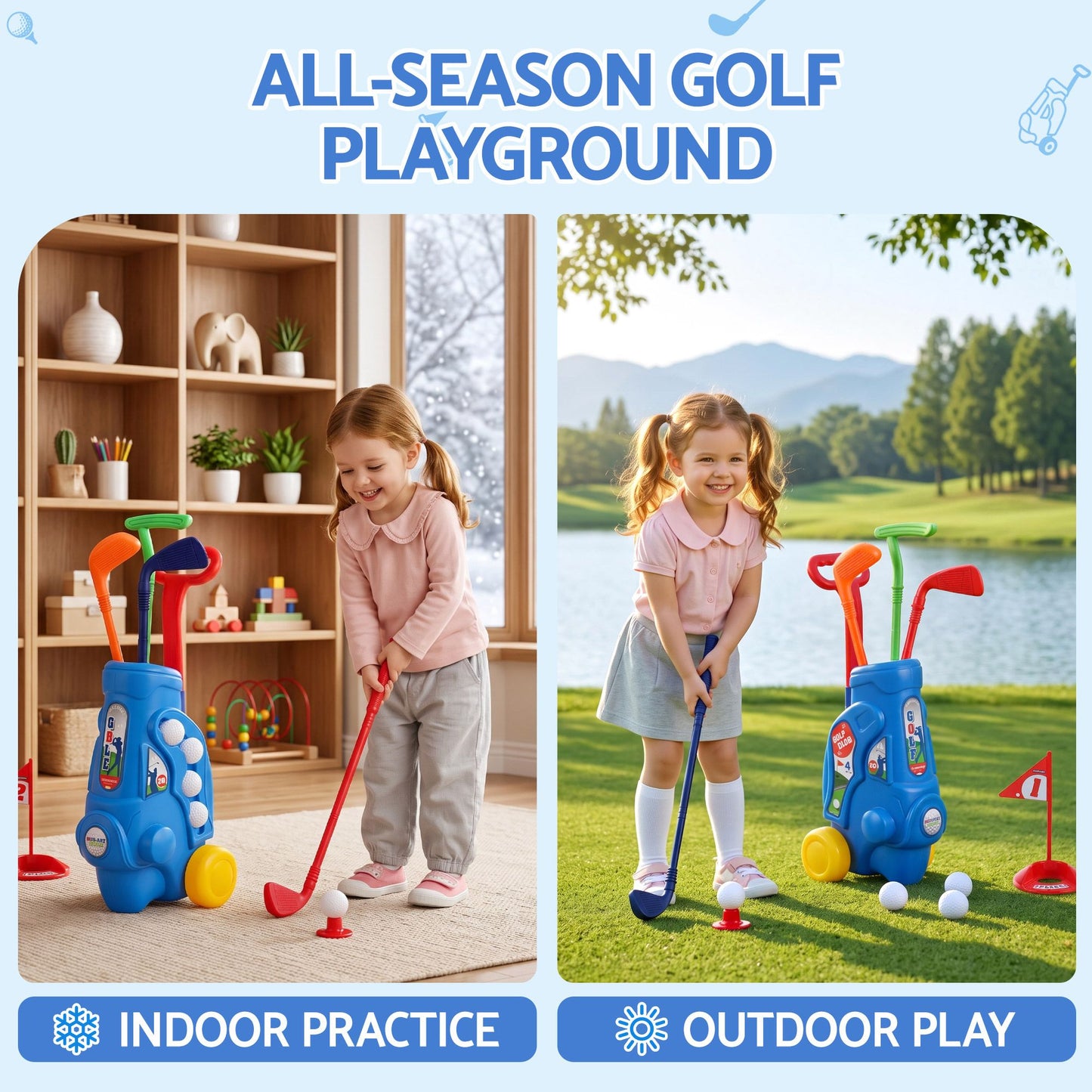 Keezi Kids Golf Set with Pull Cart