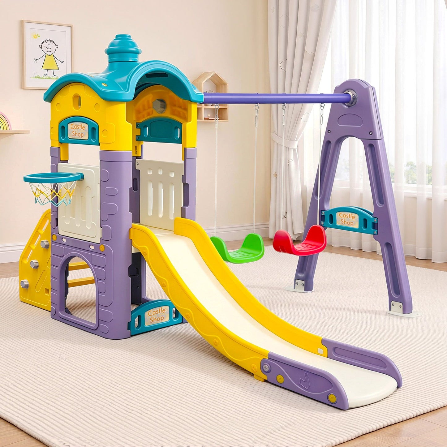 Keezi 4-in-1 Kids Swing & Slide Set