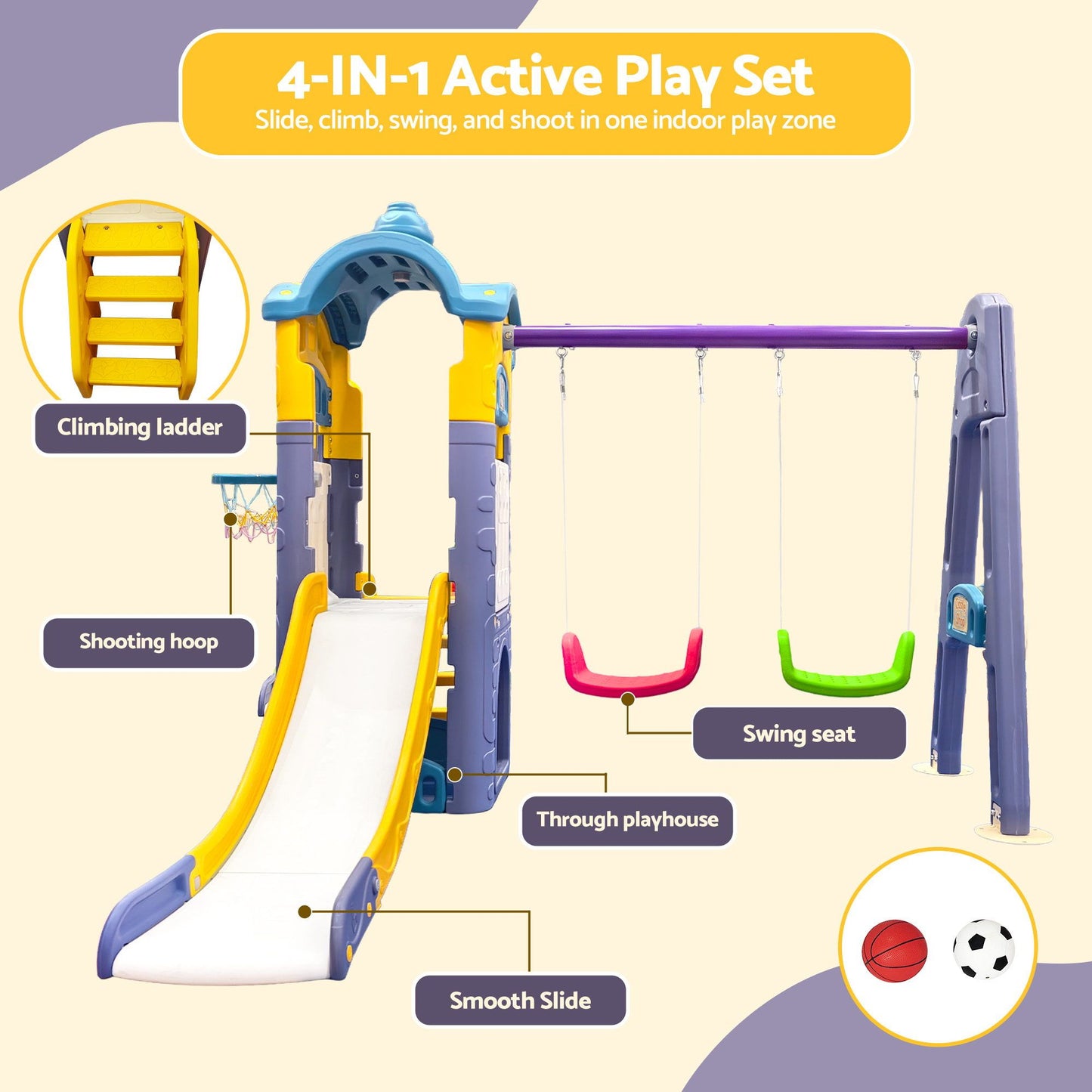Keezi 4-in-1 Kids Swing & Slide Set