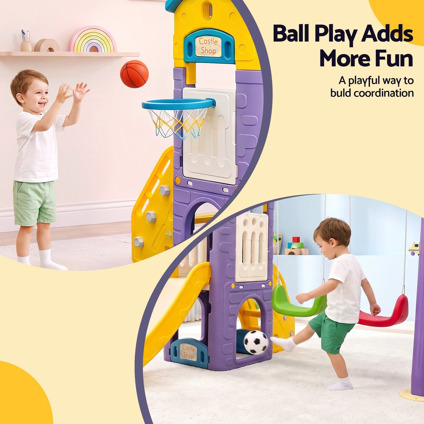 Keezi 4-in-1 Kids Swing & Slide Set
