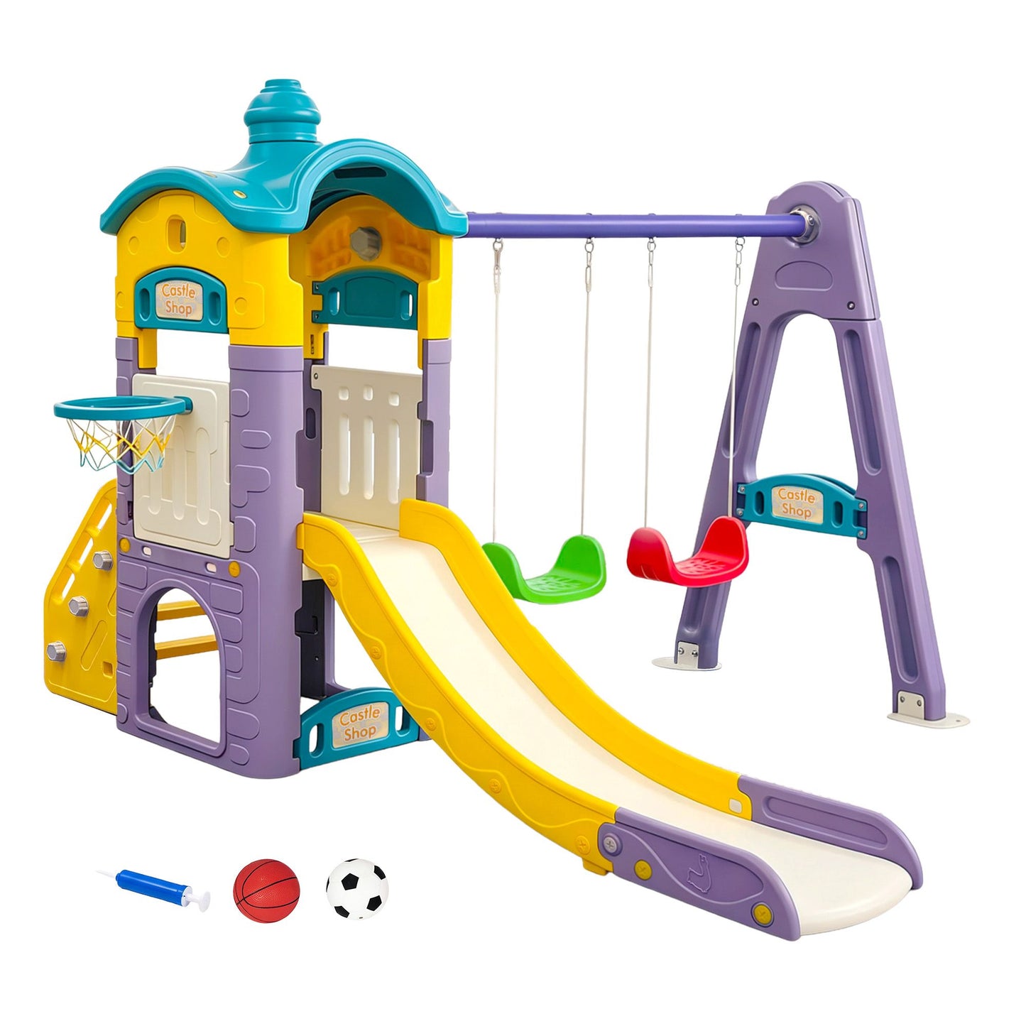 Keezi 4-in-1 Kids Swing & Slide Set