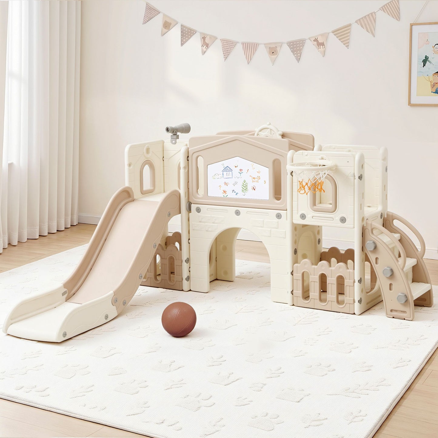 Keezi Beige Kids Slide Playset