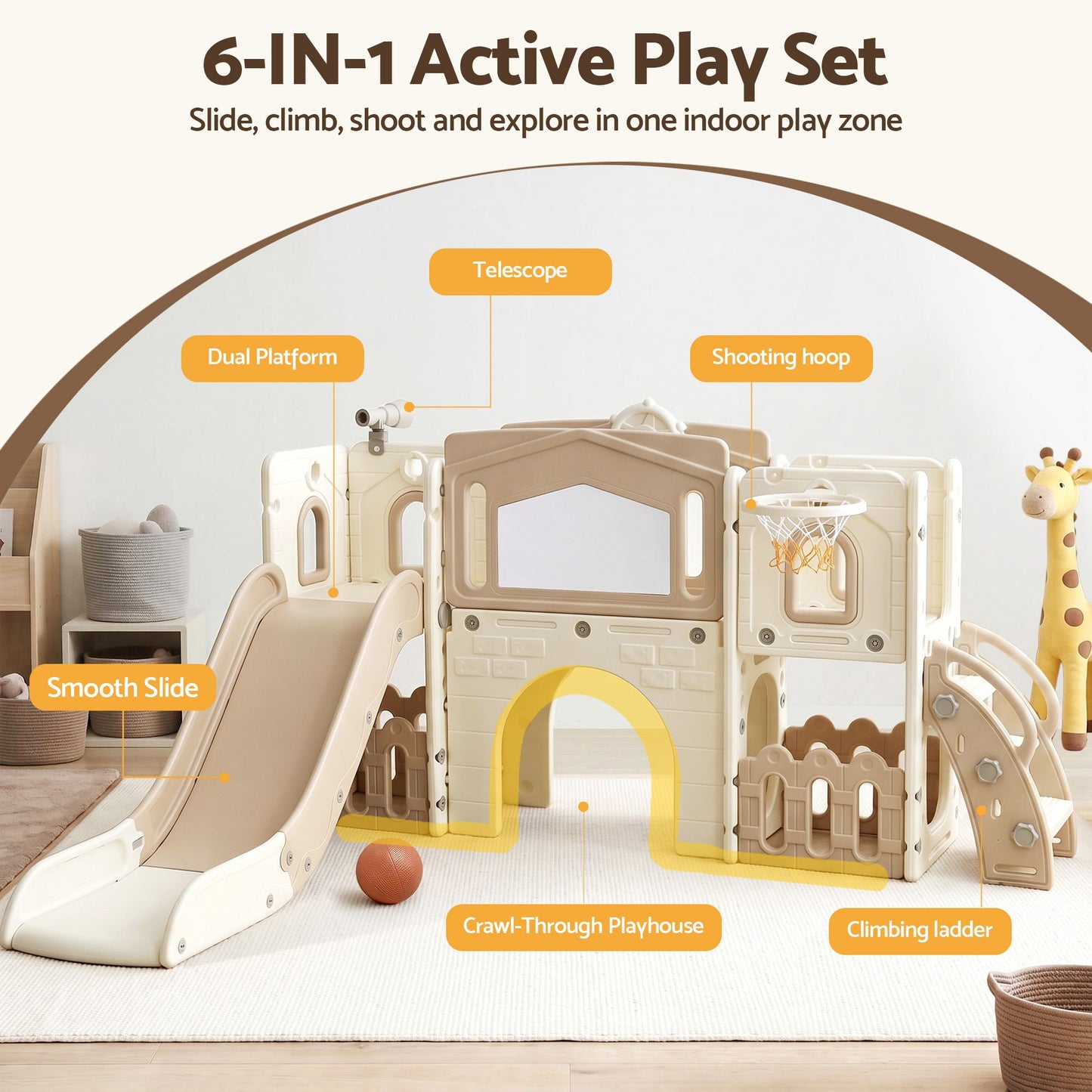 Keezi Beige Kids Slide Playset
