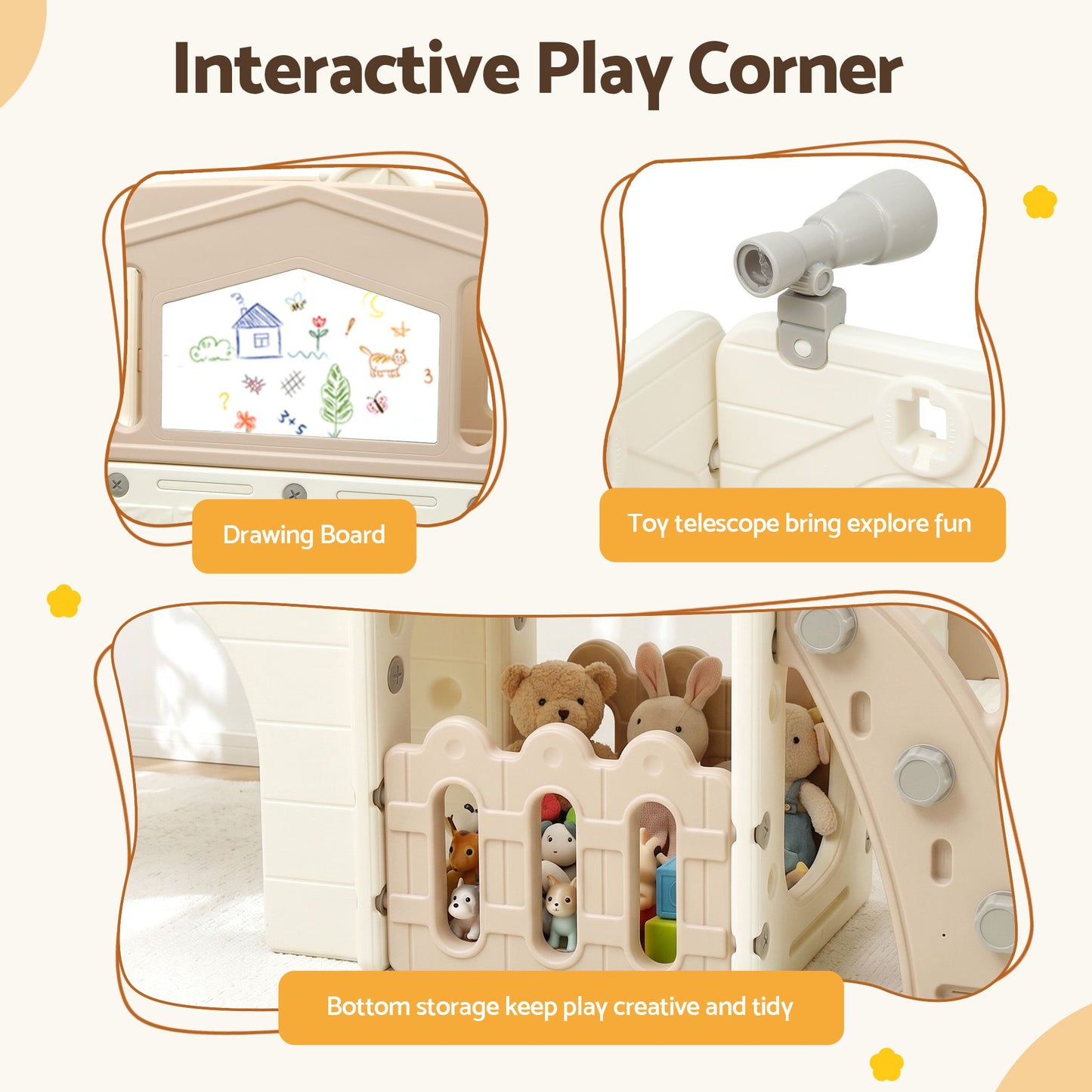 Keezi Beige Kids Slide Playset