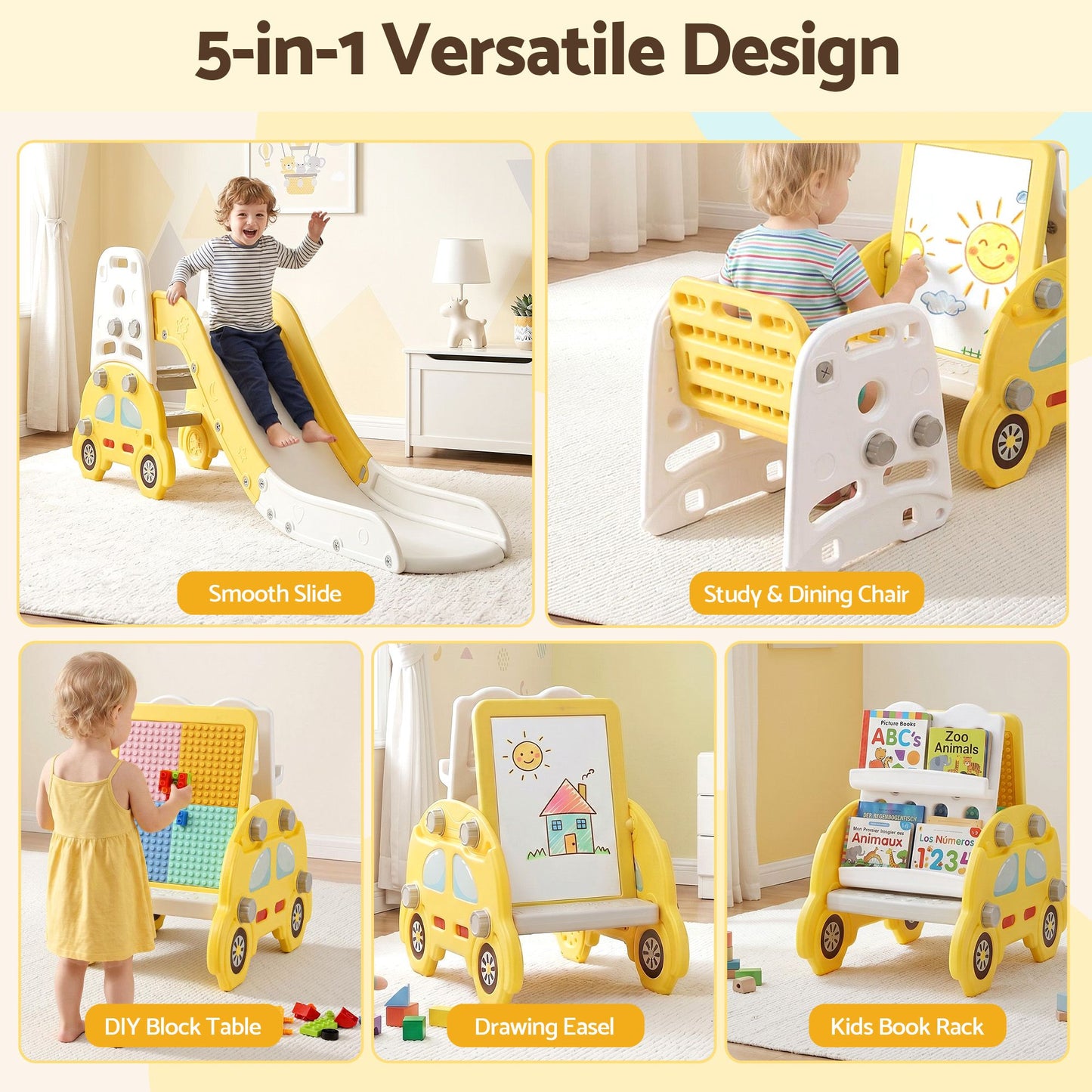 Keezi Kids Indoor Slide Playset - Yellow