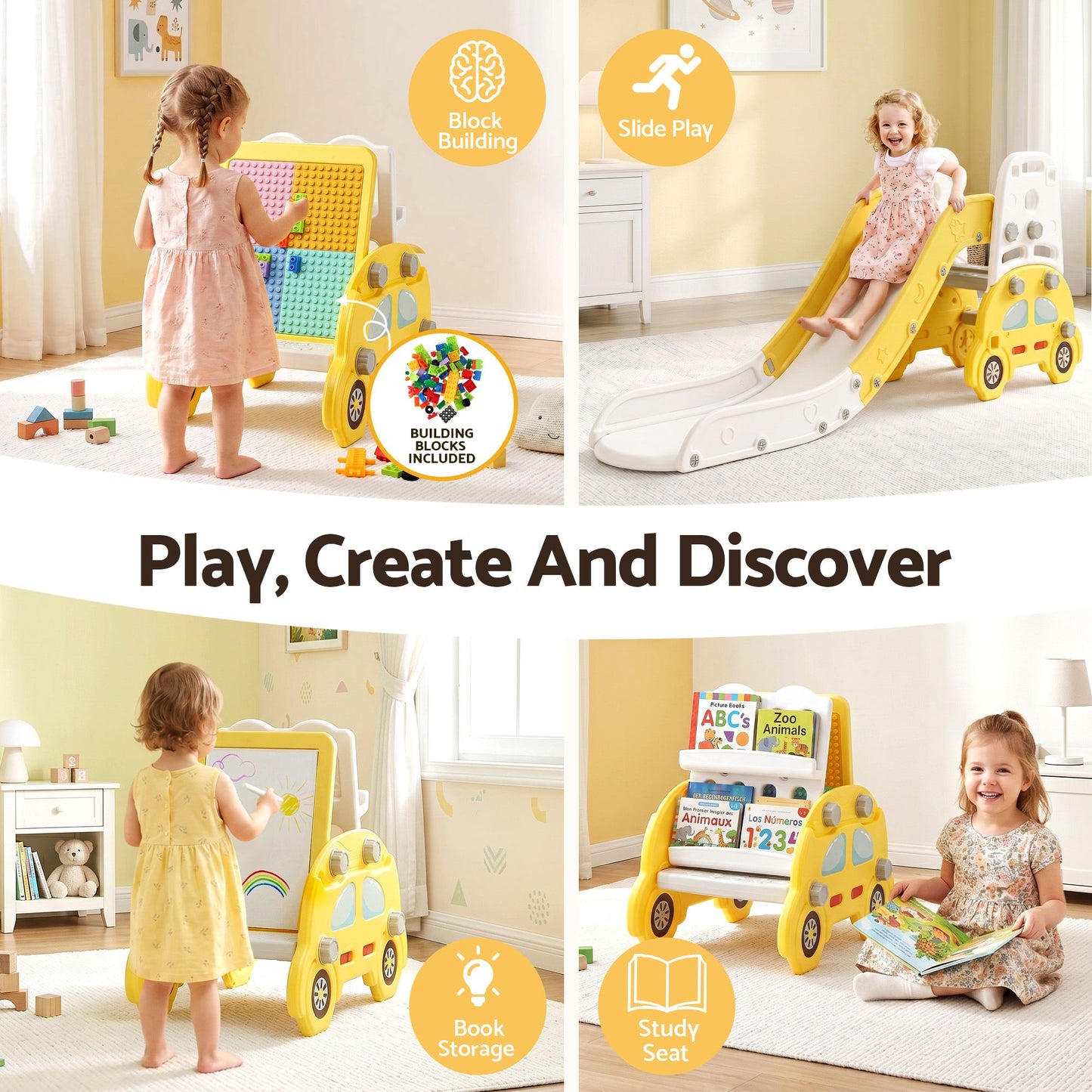 Keezi Kids Indoor Slide Playset - Yellow
