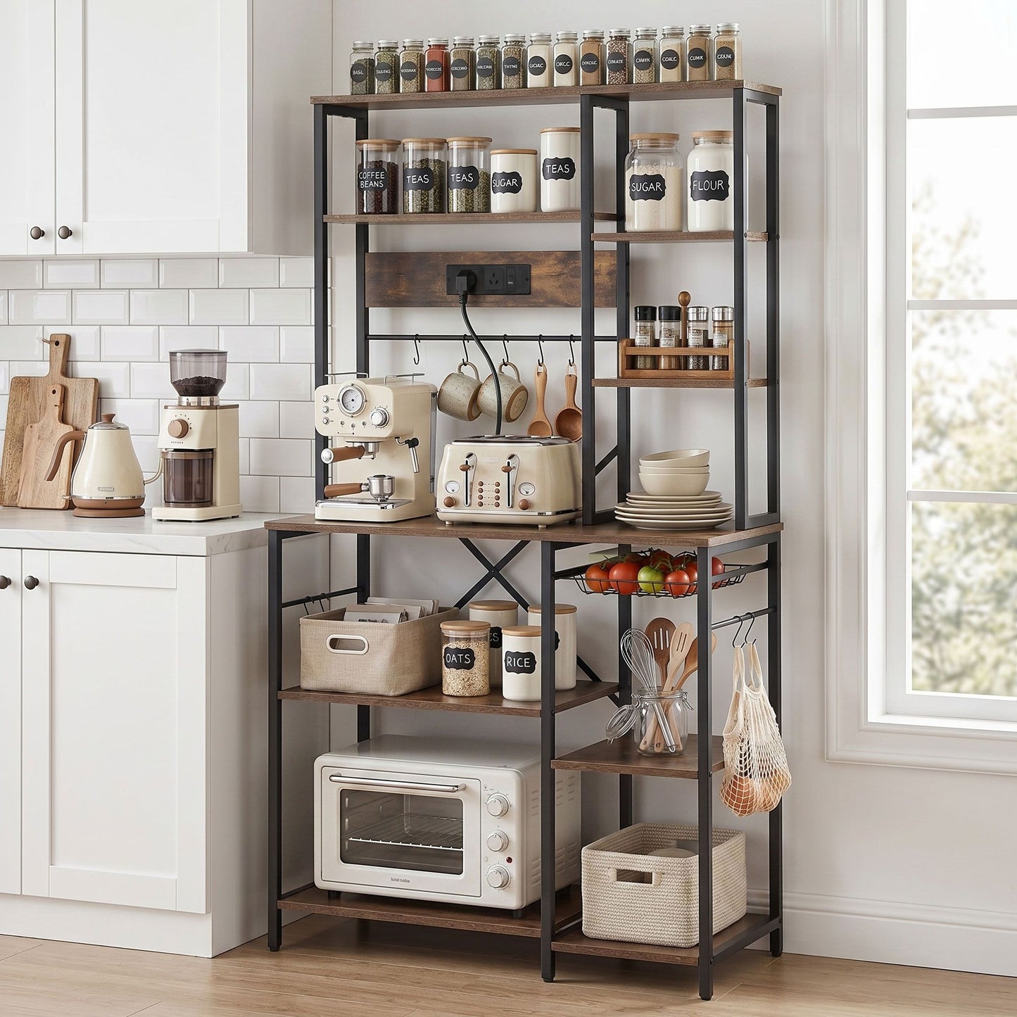 Artiss Kitchen Rack with Power Outlets - 96cm