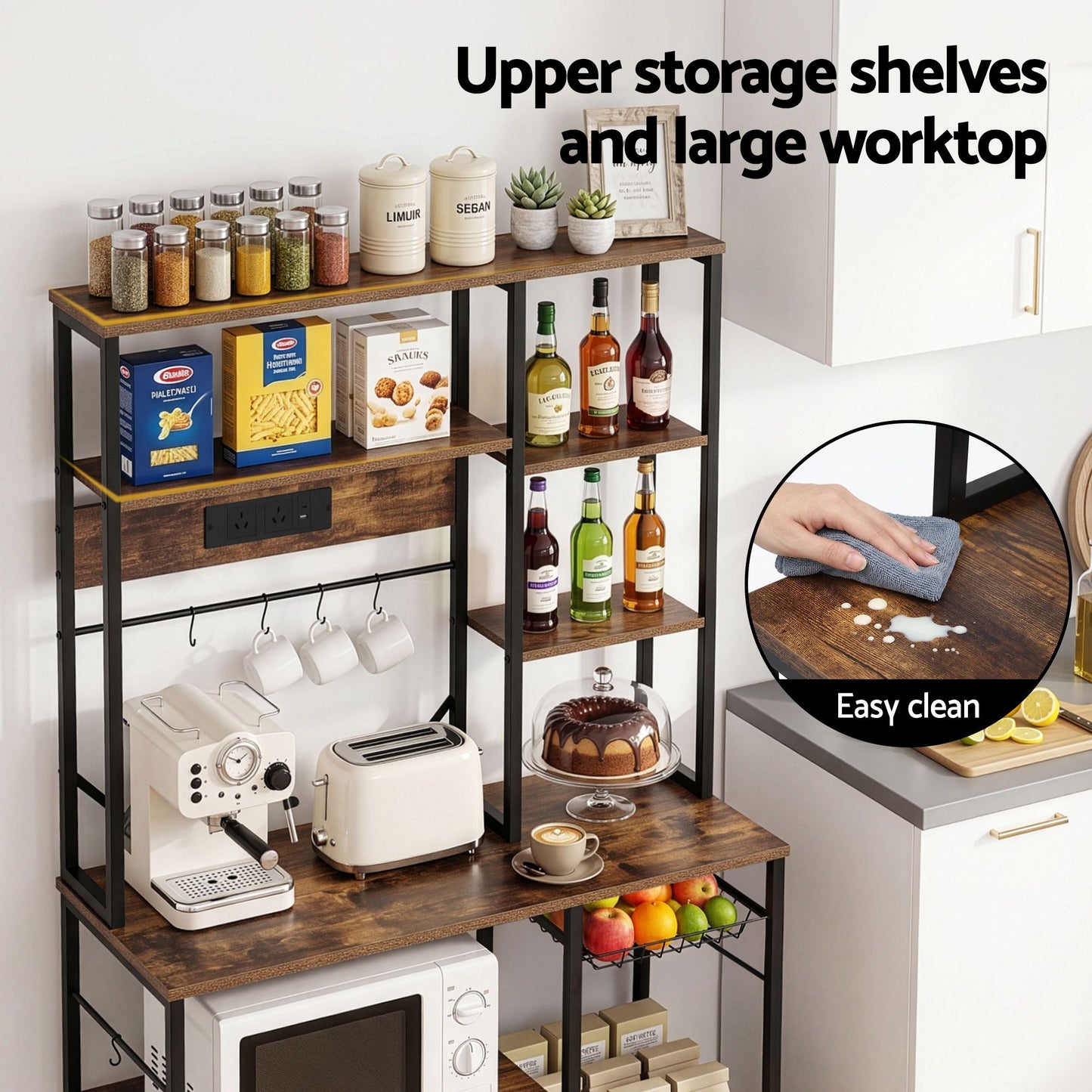 Artiss Kitchen Rack with Power Outlets - 96cm