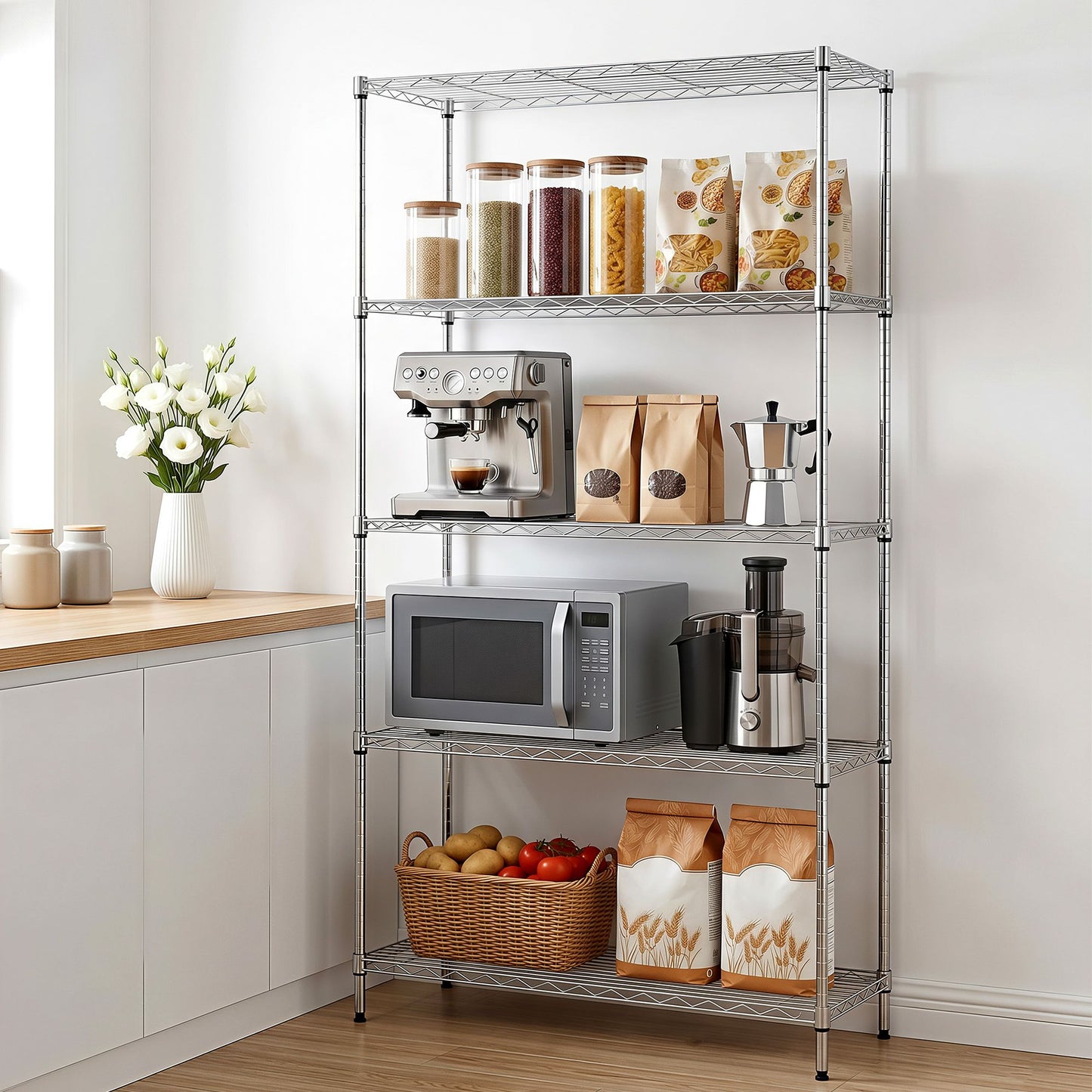 Artiss 5 Tier Kitchen Storage Rack - 90cm