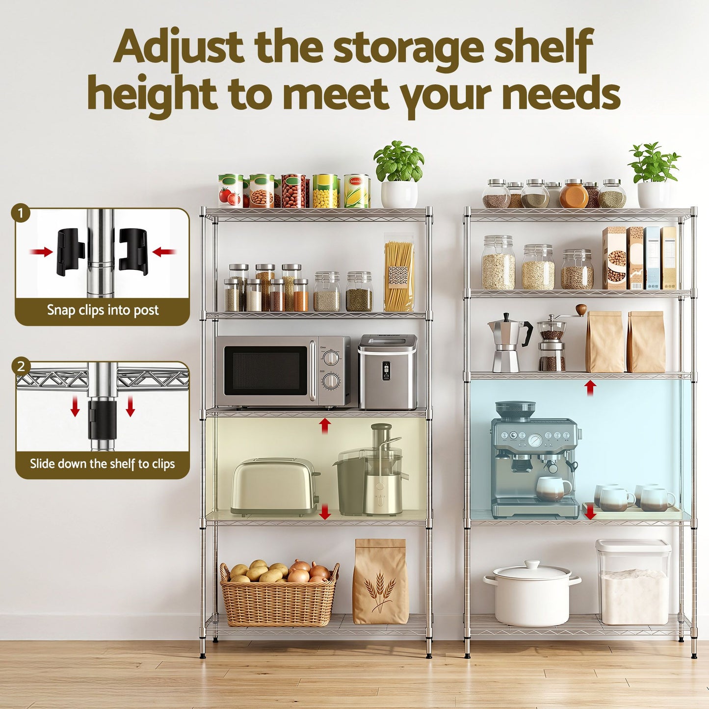Artiss 5 Tier Kitchen Storage Rack - 90cm