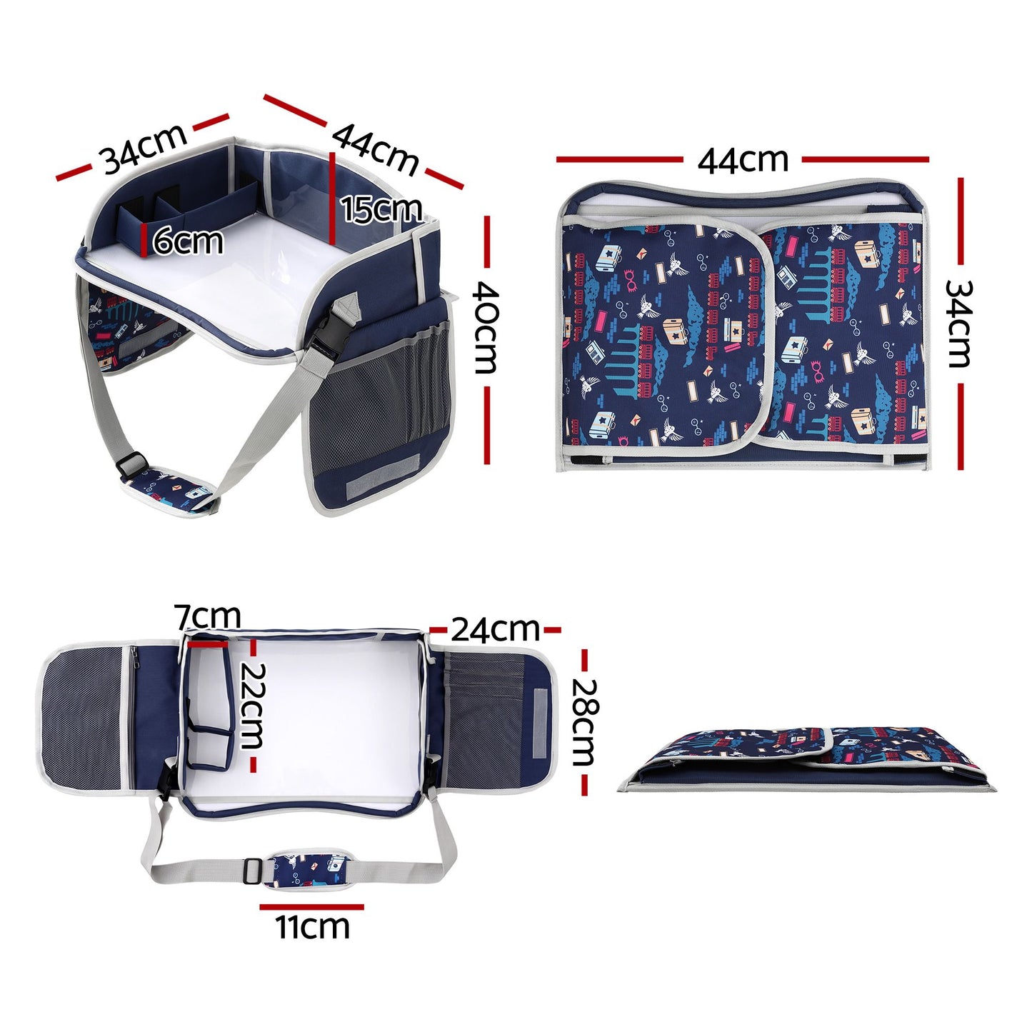 Keezi Kids Travel Tray Car Seat Lap Desk Portable Car Desk Organiser for Car & Airplane Blue