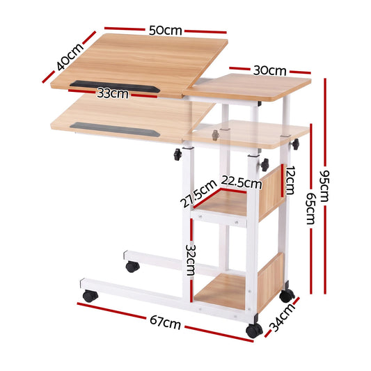 Artiss Adjustable Laptop Desk with Wheels - Oak