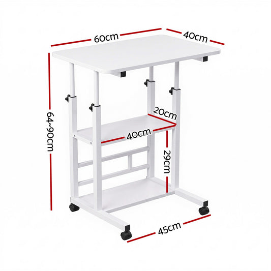 Artiss Height-Adjustable Laptop Desk - White, 60cm