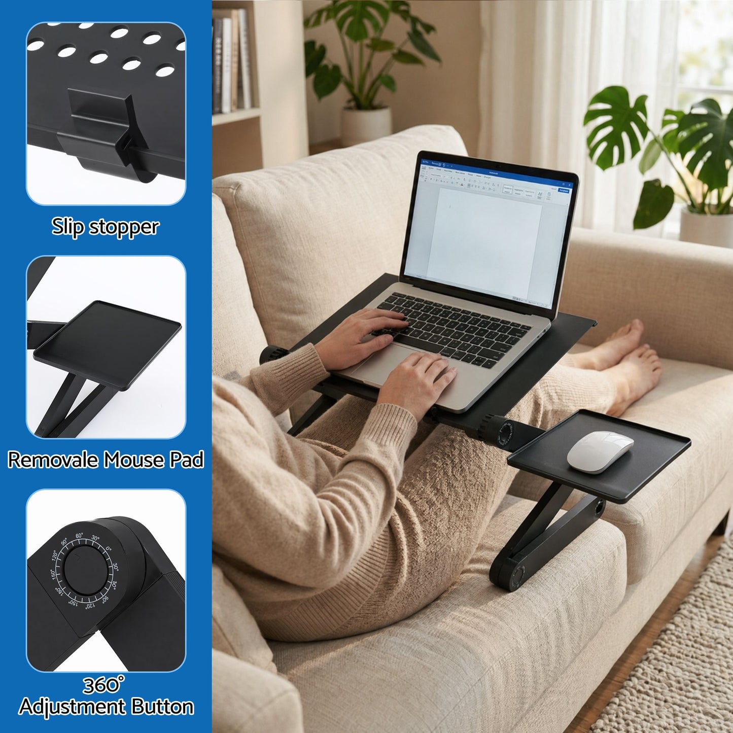 Artiss Foldable Aluminium Laptop Stand - Black