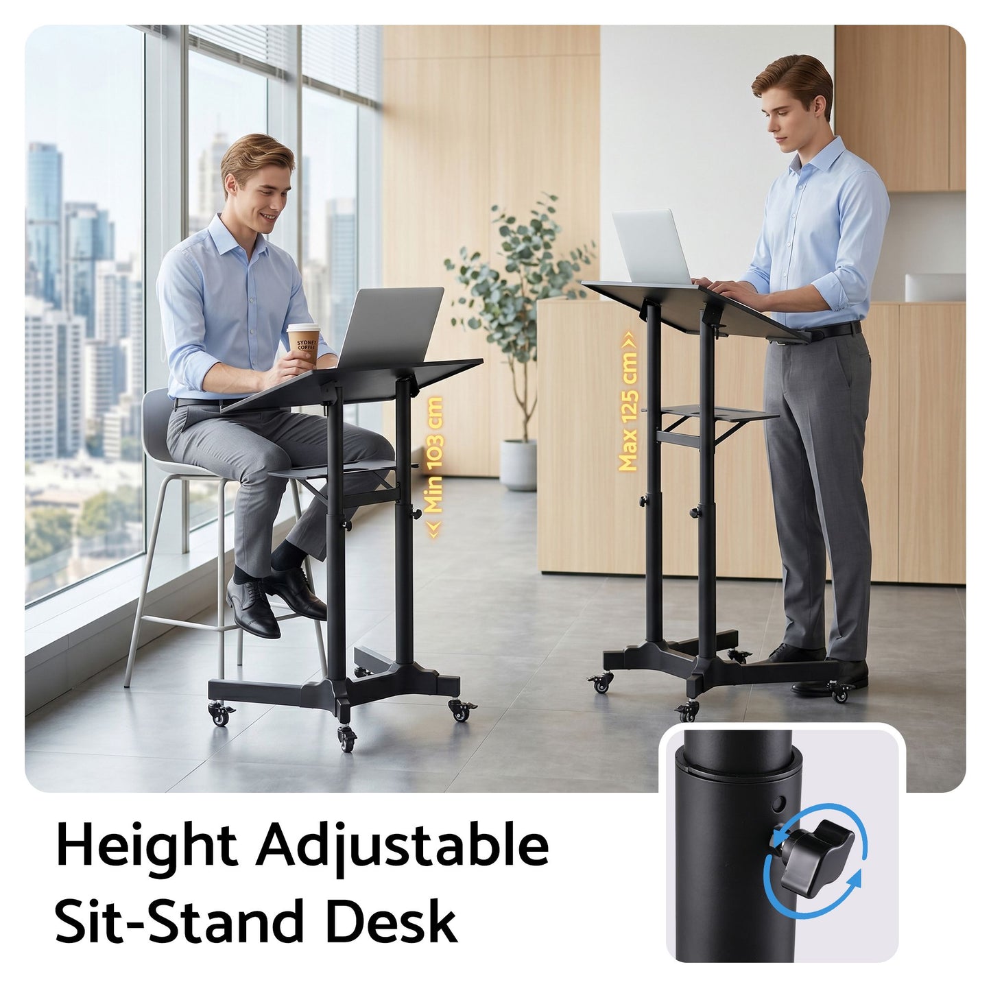 Artiss Mobile Lectern Stand - Black