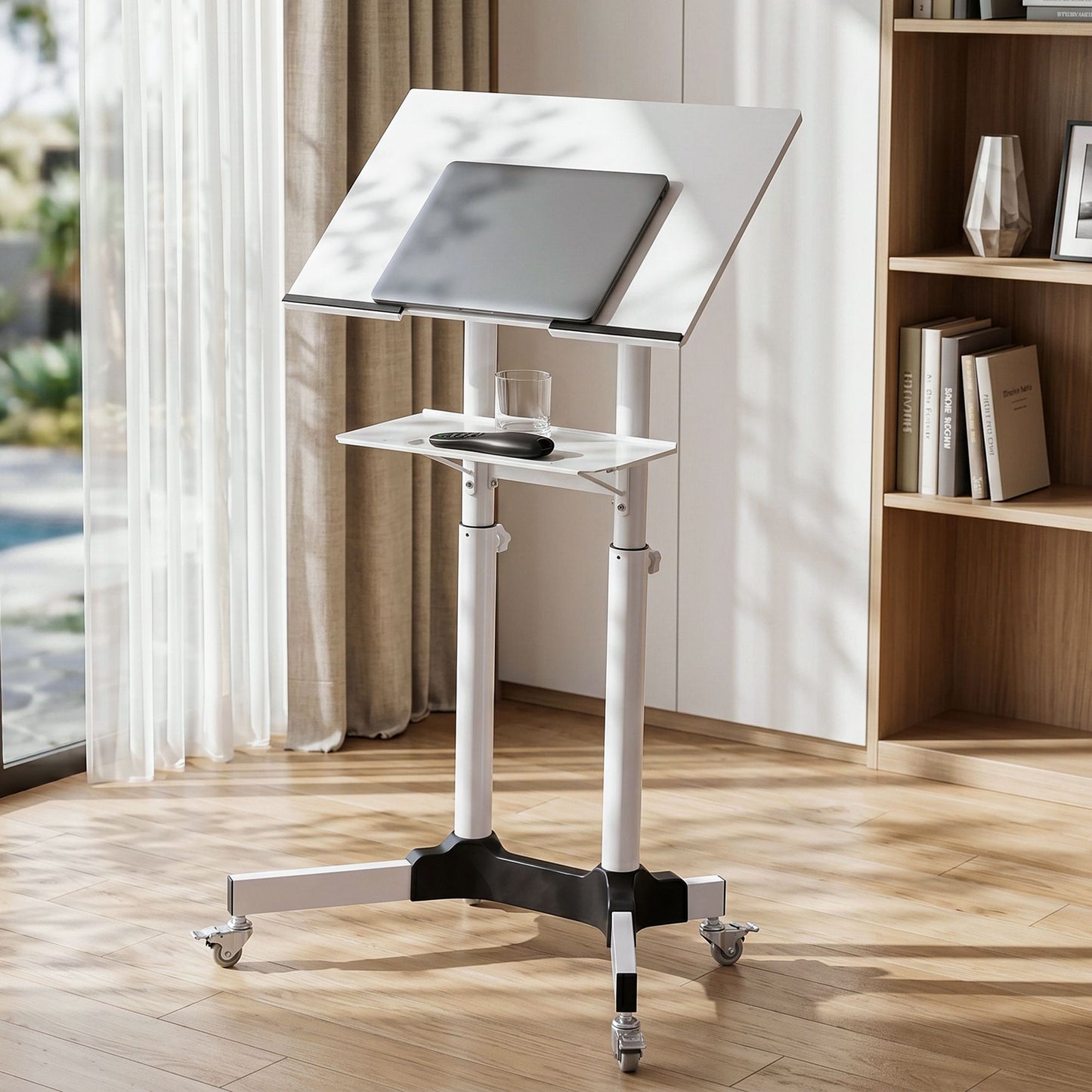 Artiss Mobile Lectern Stand - White