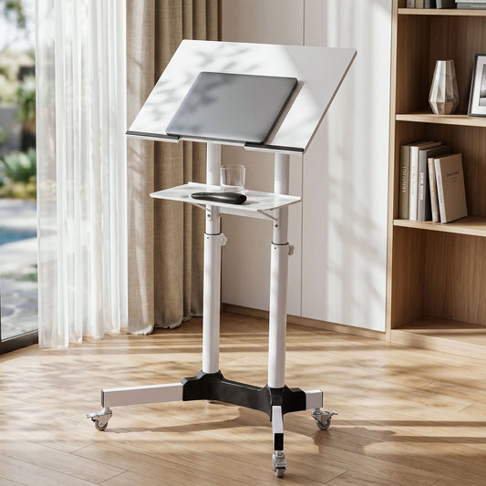 Artiss Mobile Lectern Stand - White