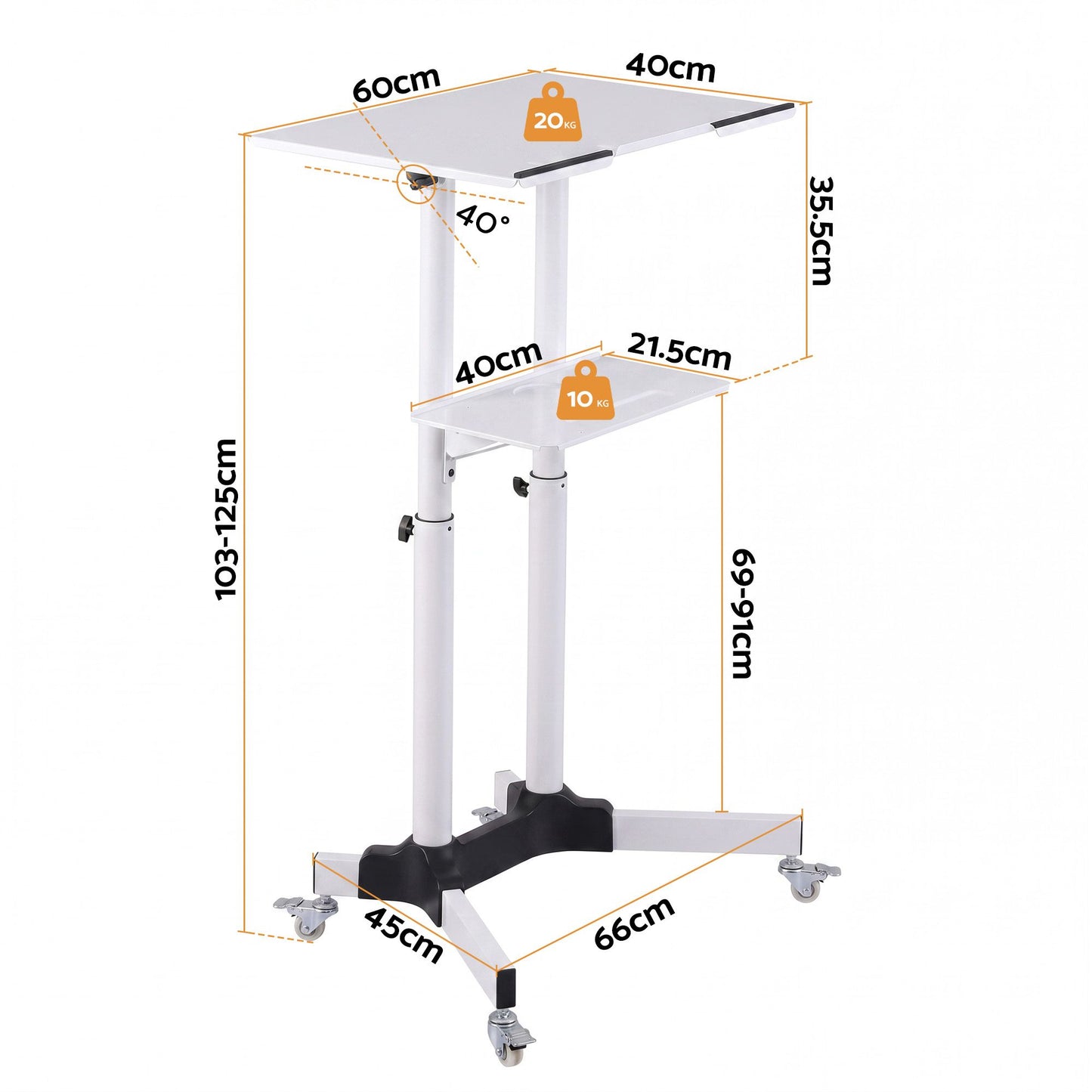 Artiss Mobile Lectern Stand - White