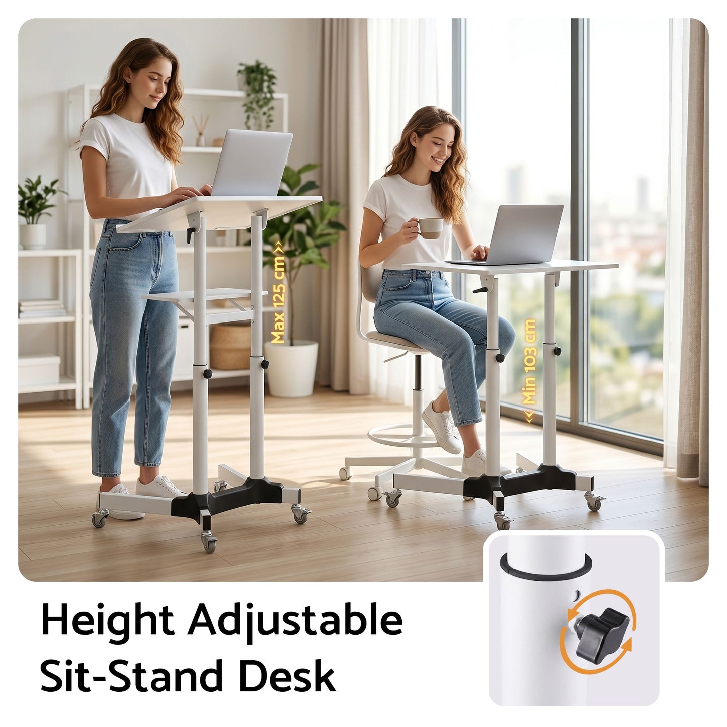 Artiss Mobile Lectern Stand - White