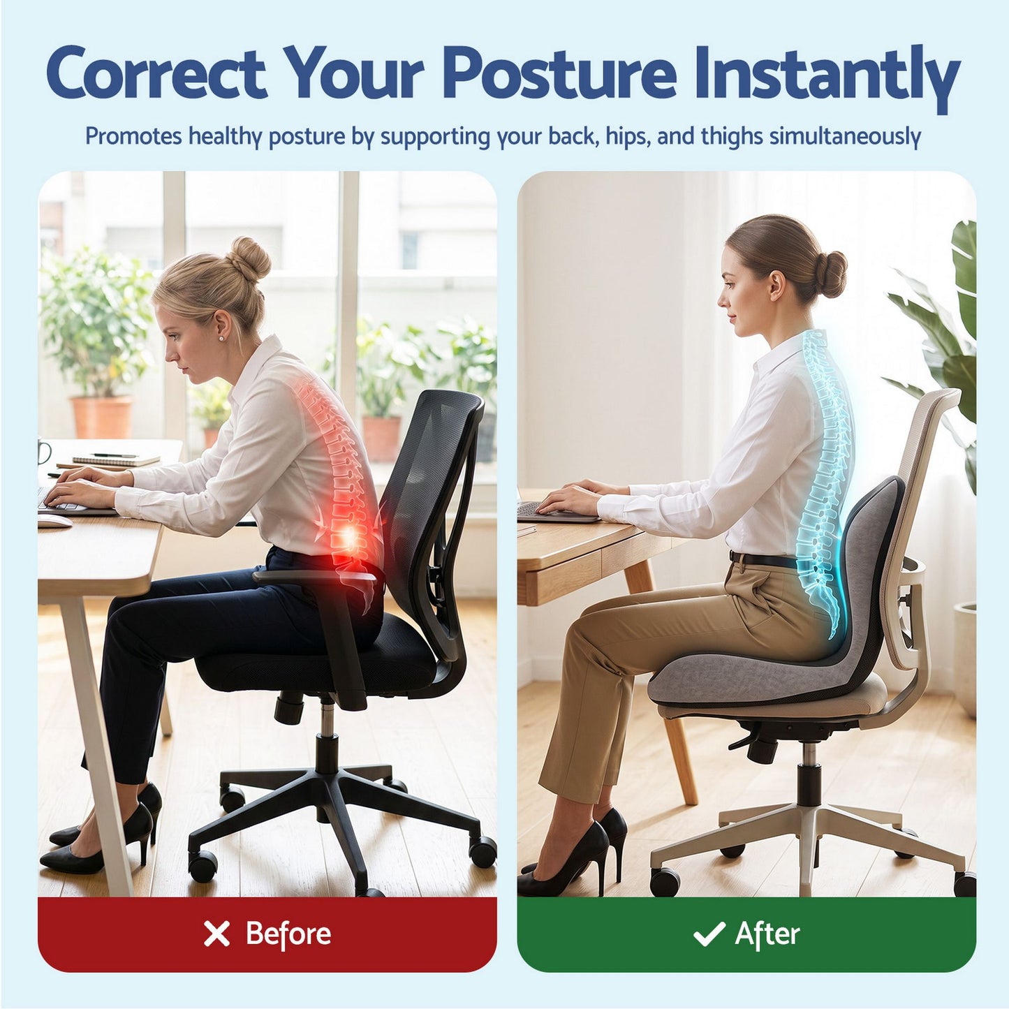 Artiss Lumbar Seat Cushion - Grey