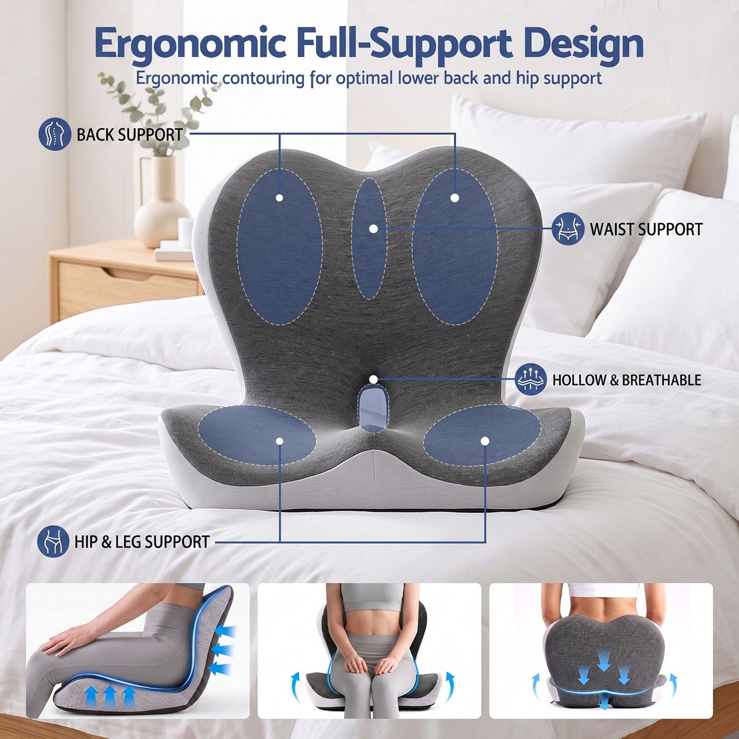 Artiss Lumbar Seat Cushion - Grey