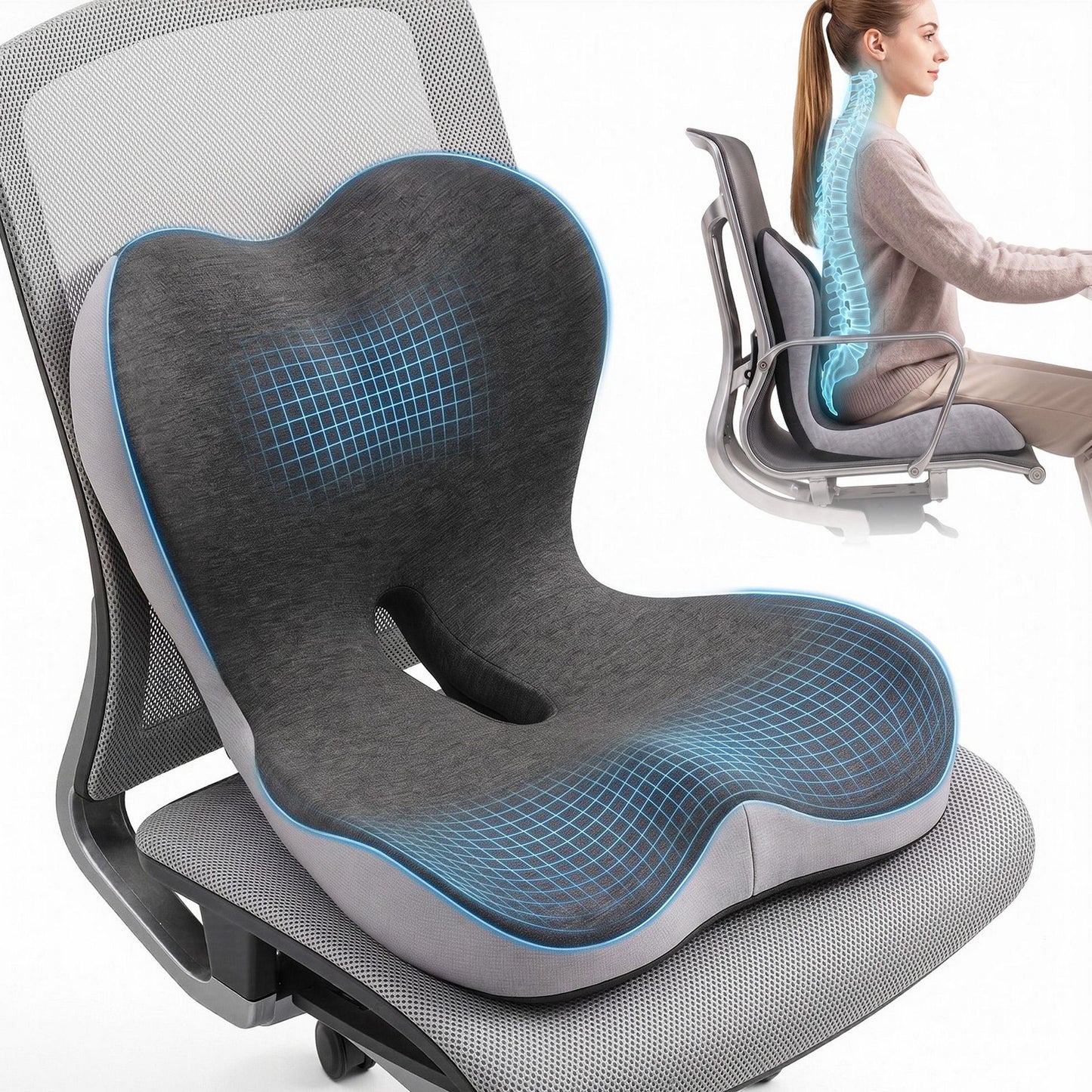 Artiss Lumbar Seat Cushion - Grey