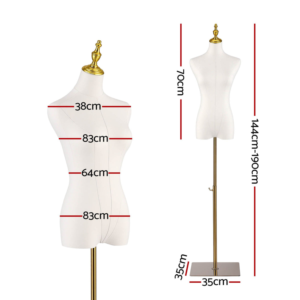 Embellir Adjustable Dress Form Mannequin 144-190cm White/Gold