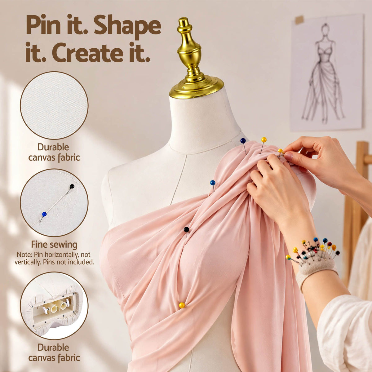 Embellir Adjustable Dress Form Mannequin 144-190cm White/Gold