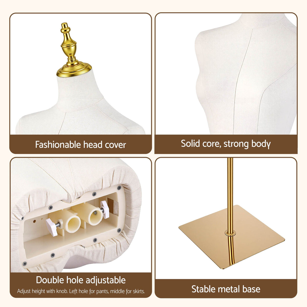 Embellir Adjustable Dress Form Mannequin 144-190cm White/Gold