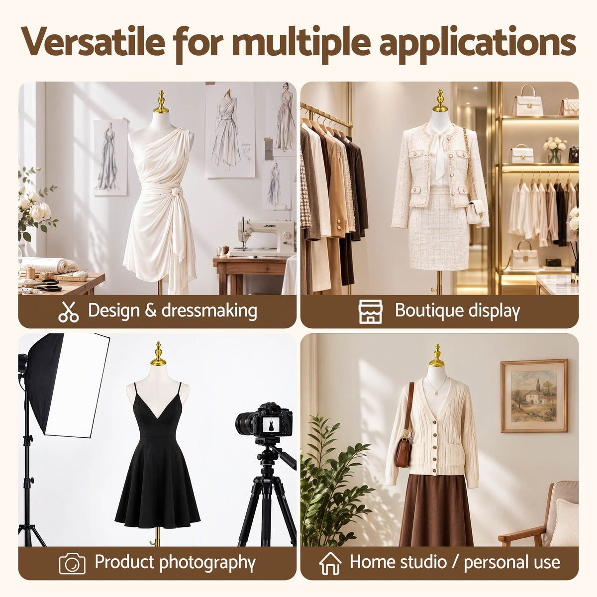 Embellir Adjustable Dress Form Mannequin 144-190cm White/Gold