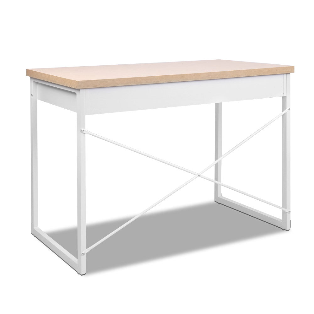 Artiss 100cm Computer Desk with Drawers - Oak & White