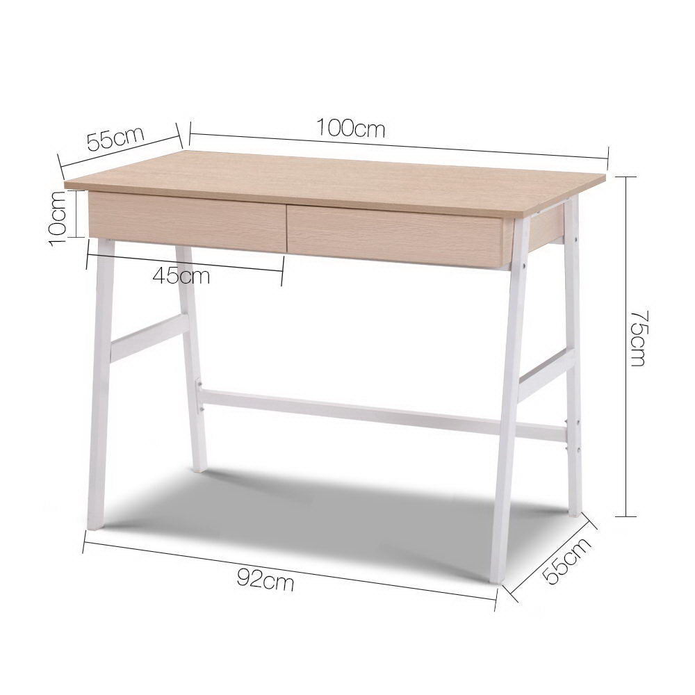 Computer Desk with Drawer Cabinet Oak 100CM