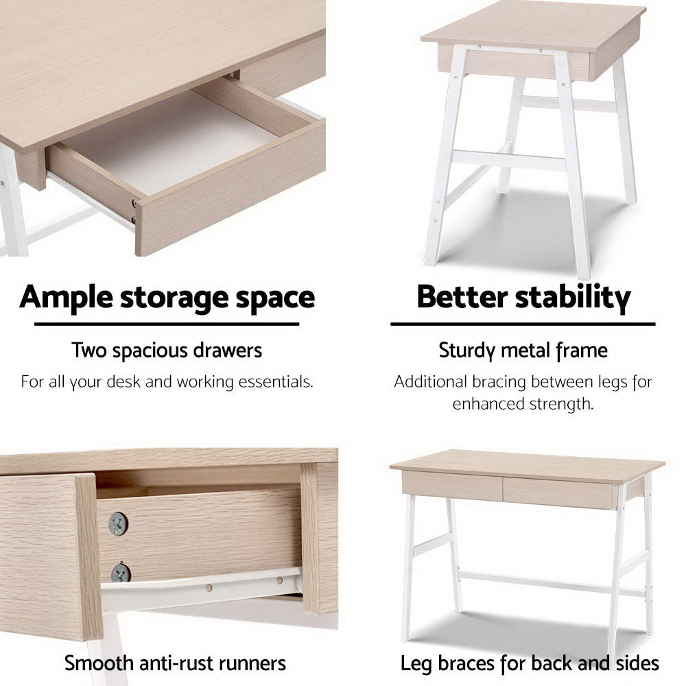 Computer Desk with Drawer Cabinet Oak 100CM