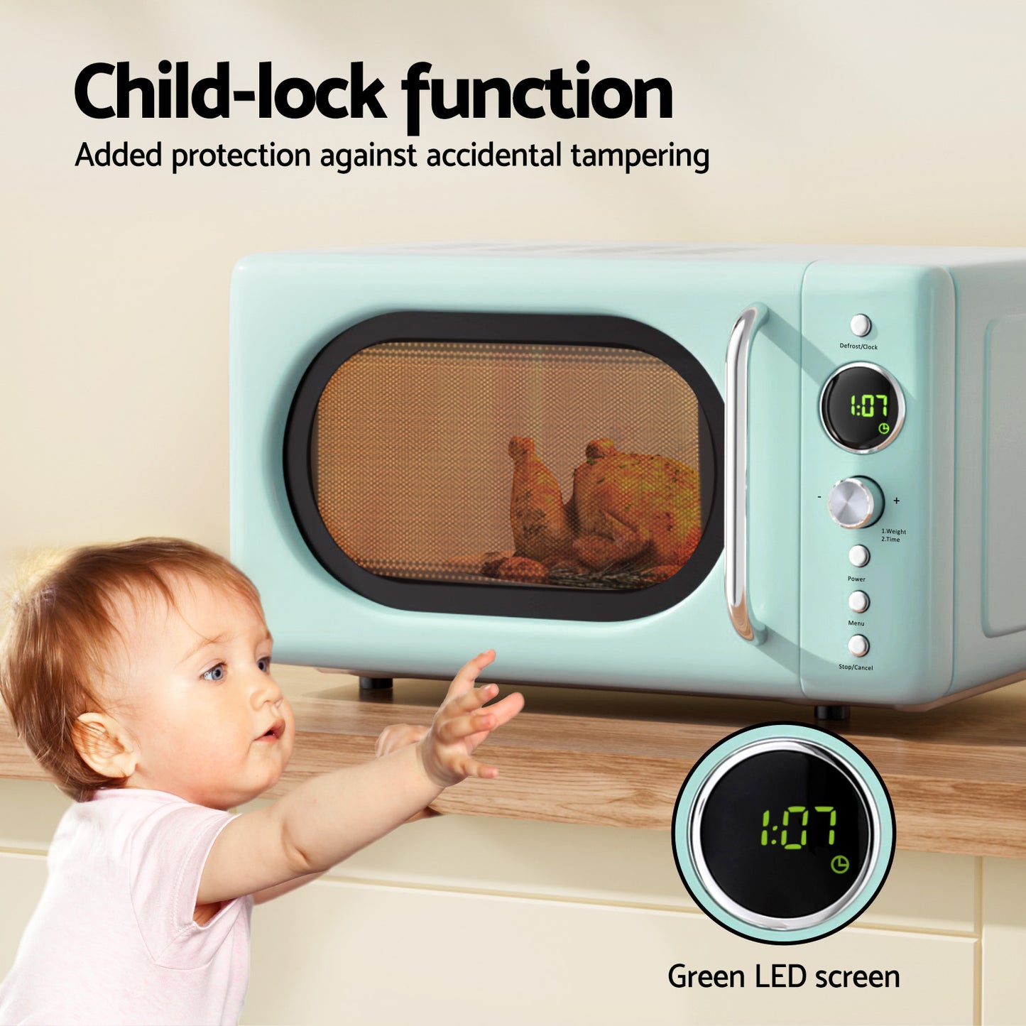 Devanti 20L Microwave Oven 700W - Green