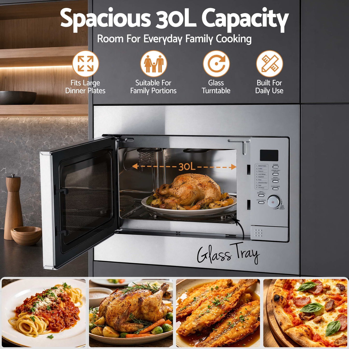 Devanti 30L Built-In Microwave Oven