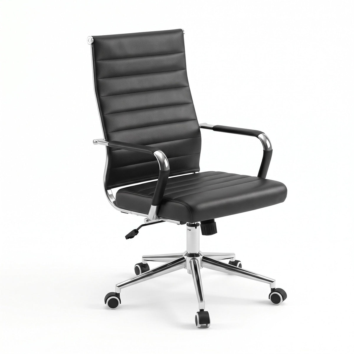 Artiss High Back Ribbed PU Leather Office Chair Black