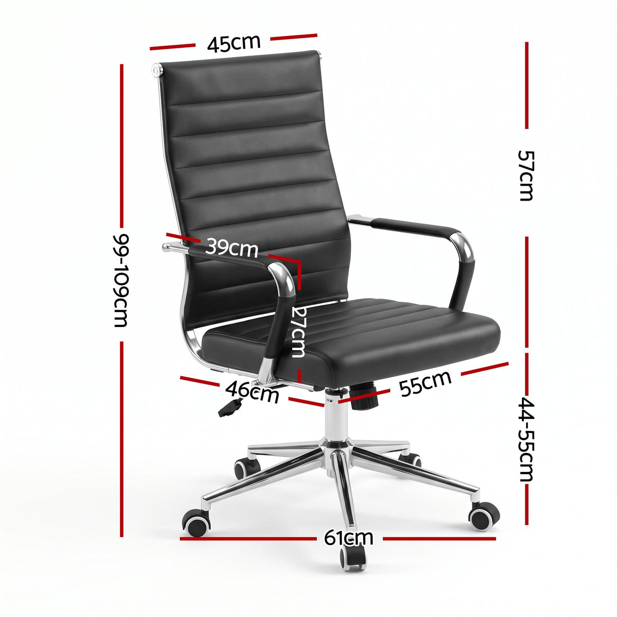 Artiss High Back Ribbed PU Leather Office Chair Black