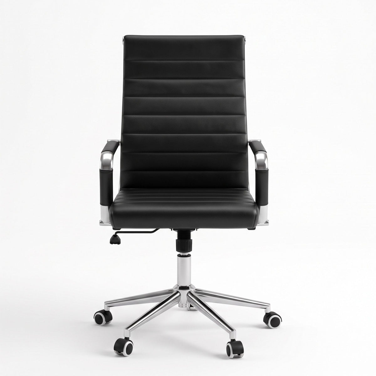 Artiss High Back Ribbed PU Leather Office Chair Black