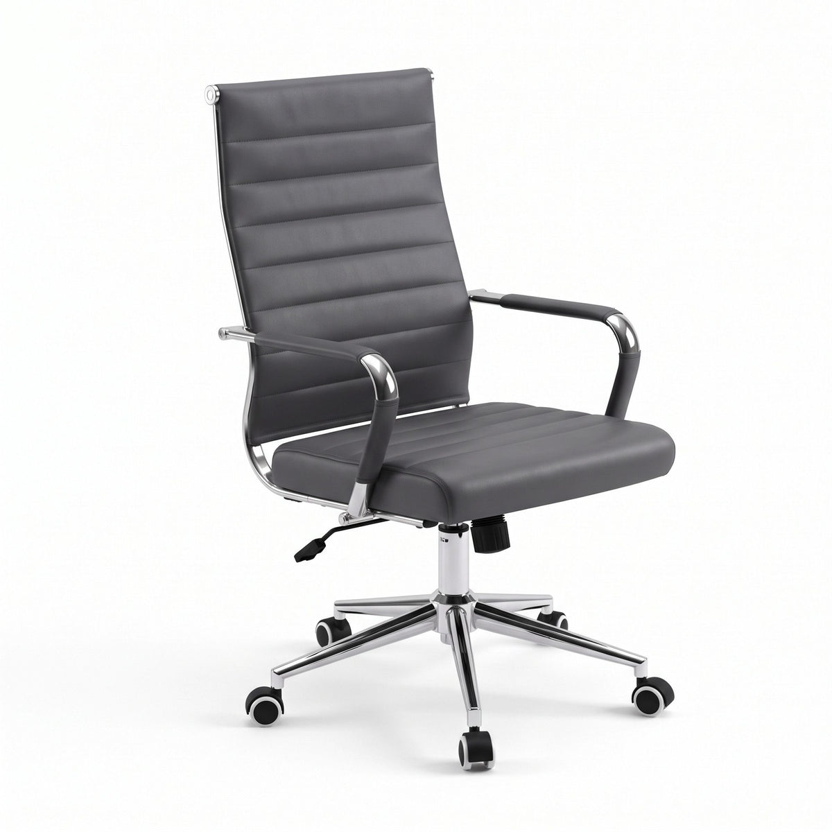 Artiss High Back Ribbed PU Leather Office Chair Grey