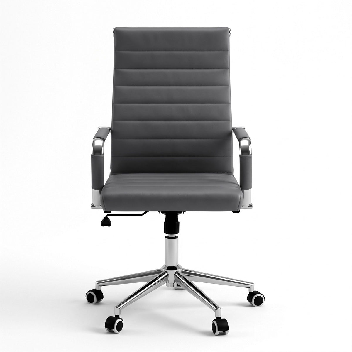 Artiss High Back Ribbed PU Leather Office Chair Grey