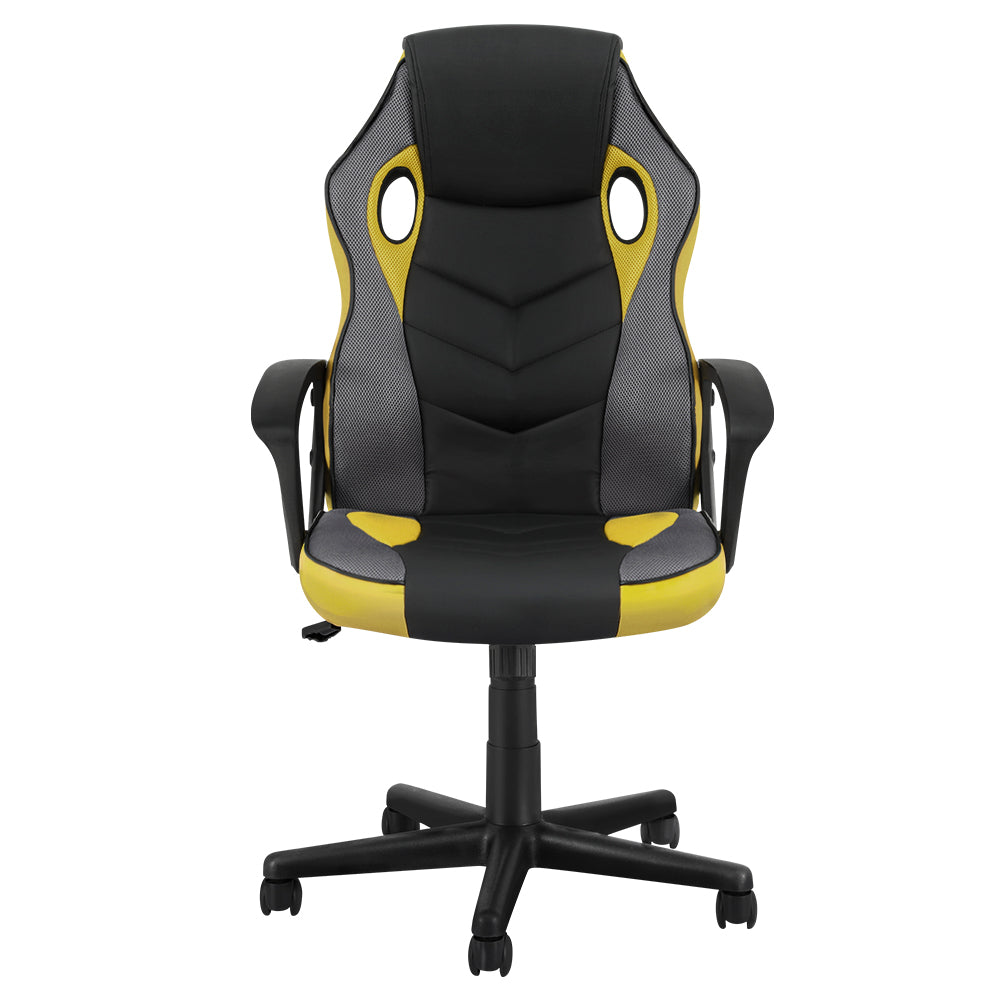 Yellow High Back Gaming Chair with Adjustable Height - 150kg Capacity