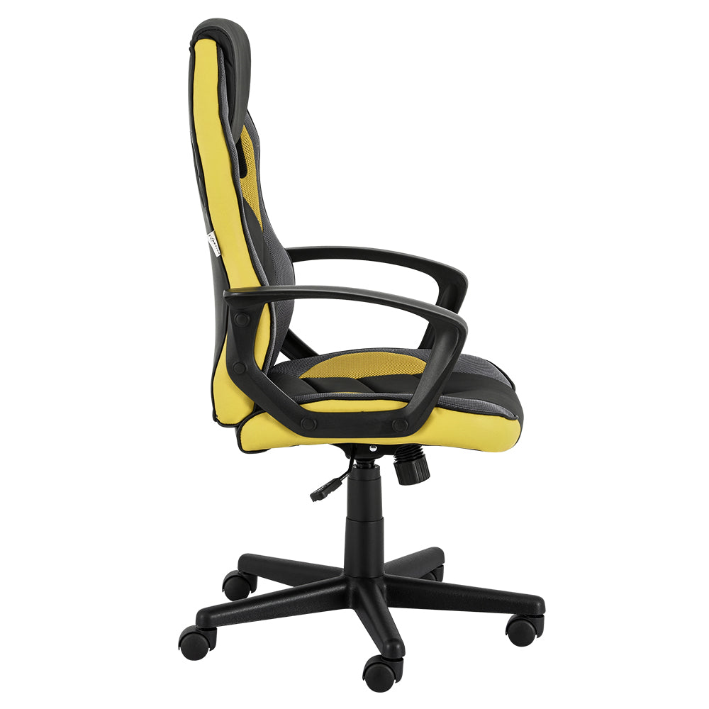 Yellow High Back Gaming Chair with Adjustable Height - 150kg Capacity