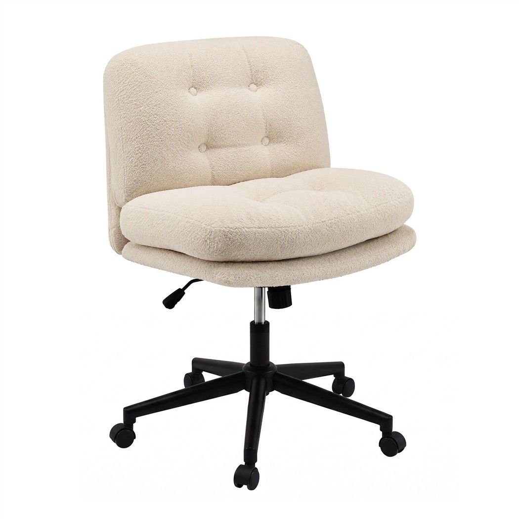 Artiss Criss Cross Office Chair Wide Seat Desk Chair Bouclé Fabric Vanity Chair Comfy, Beige