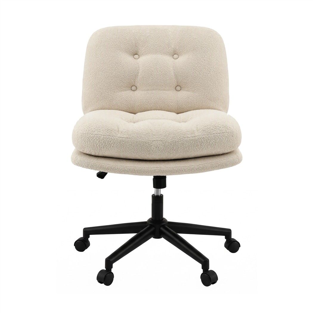 Artiss Criss Cross Office Chair Wide Seat Desk Chair Bouclé Fabric Vanity Chair Comfy, Beige