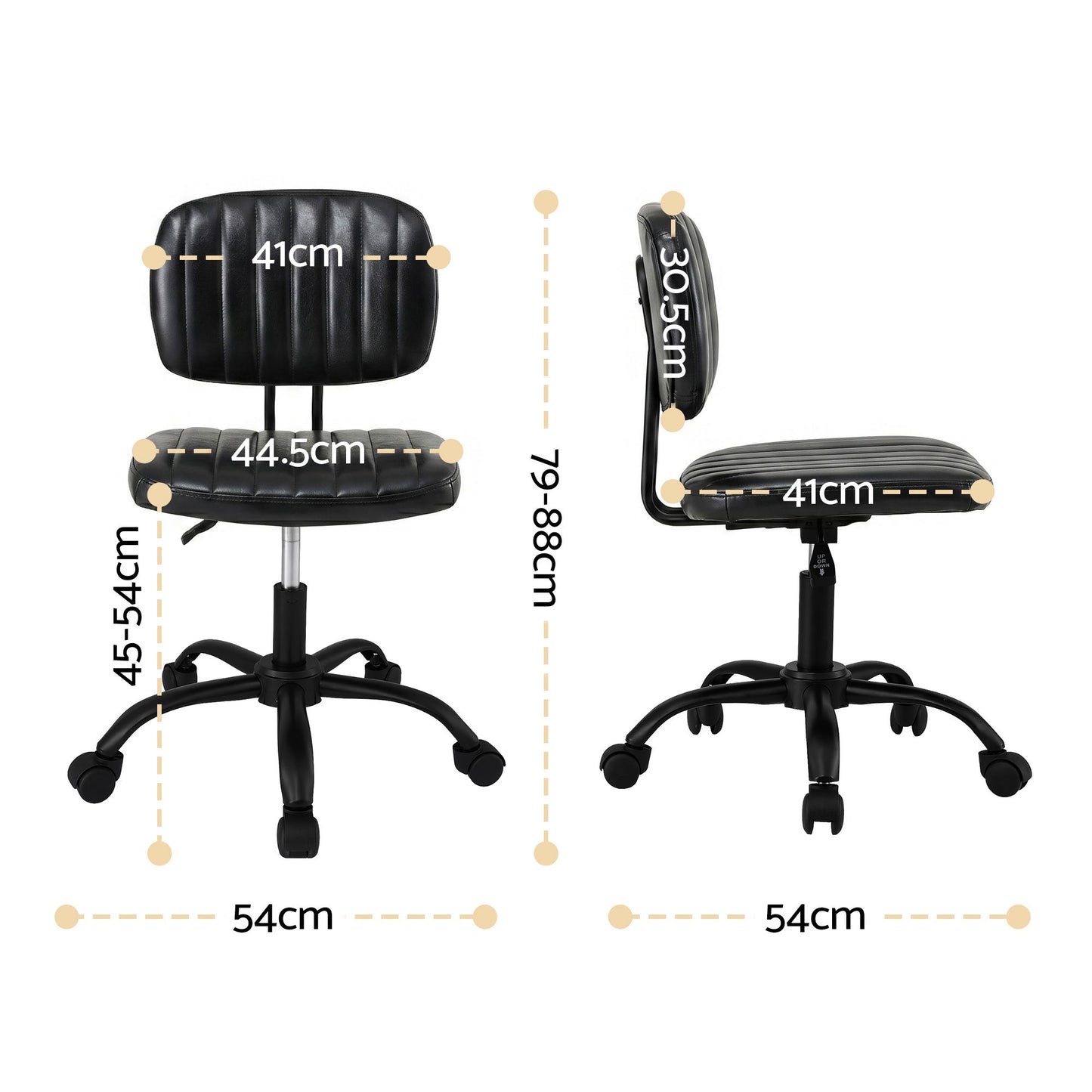 Artiss Armless PU Office Chair - Black