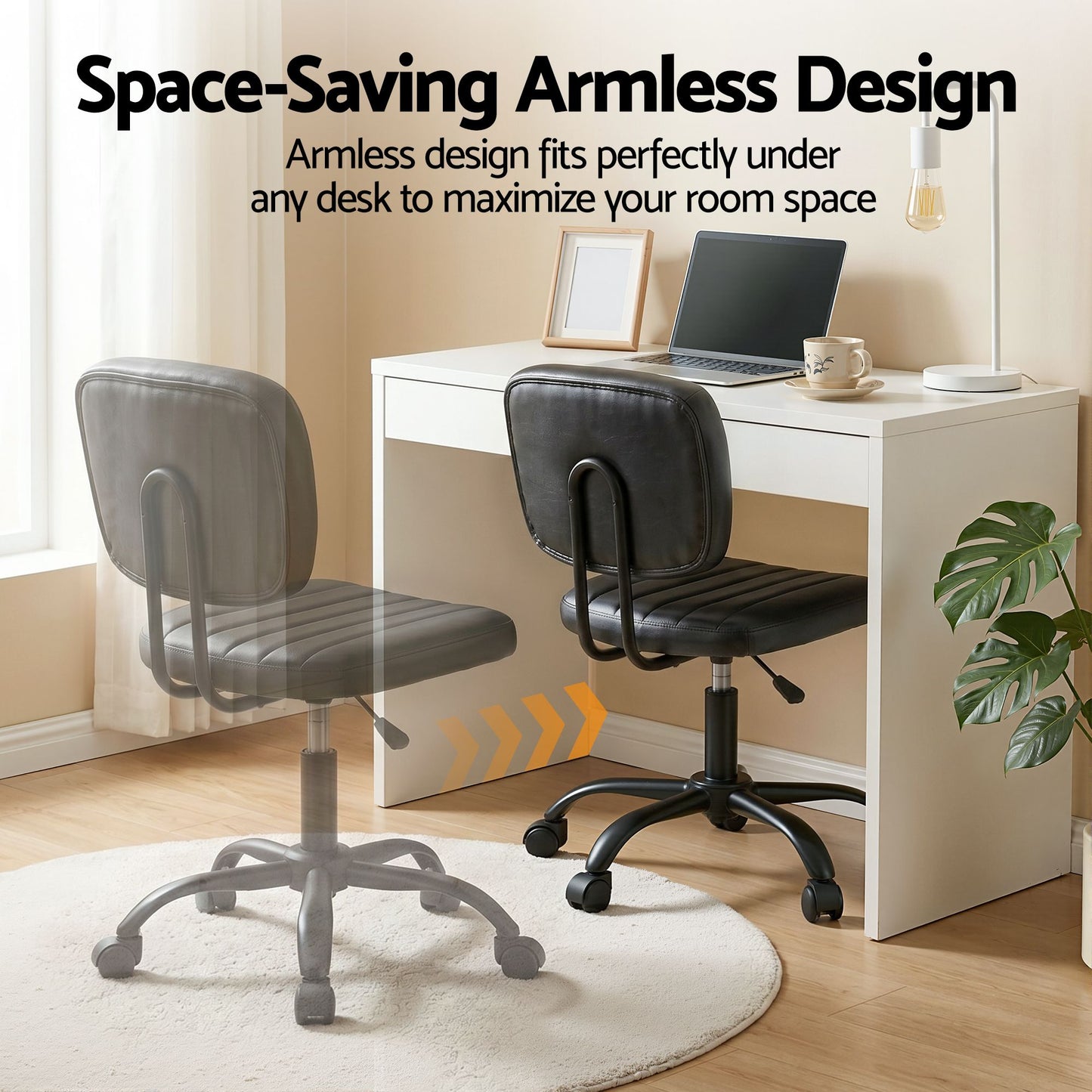 Artiss Armless PU Office Chair - Black