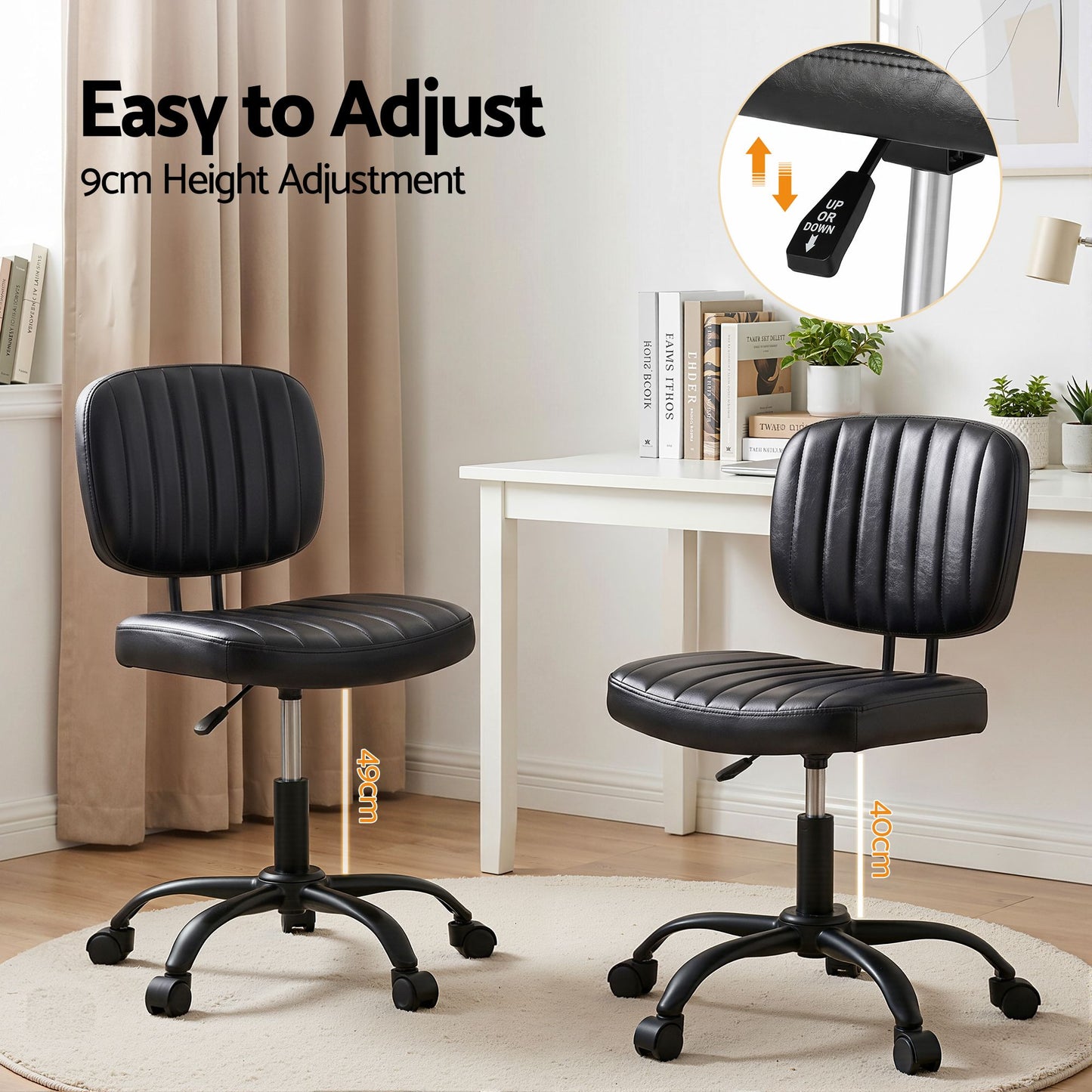 Artiss Armless PU Office Chair - Black
