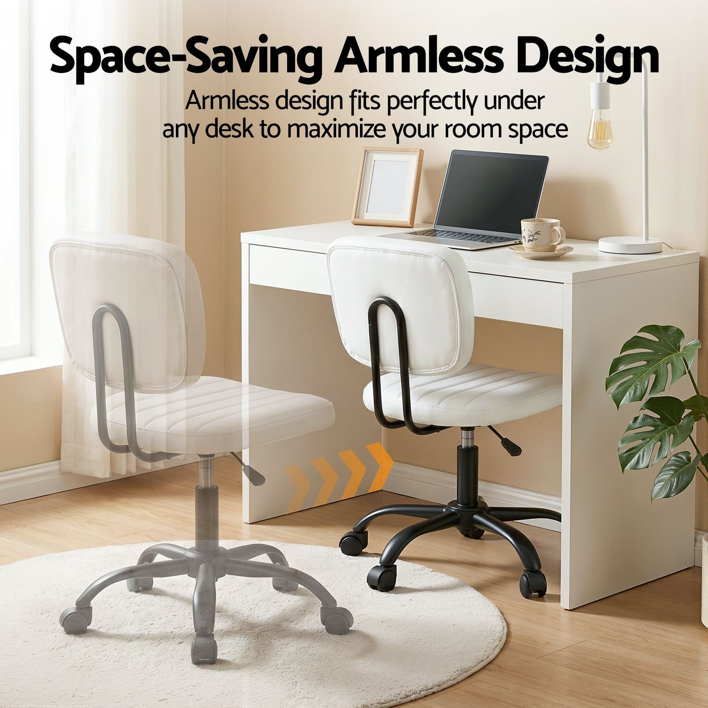 Artiss Armless PU Office Chair - White