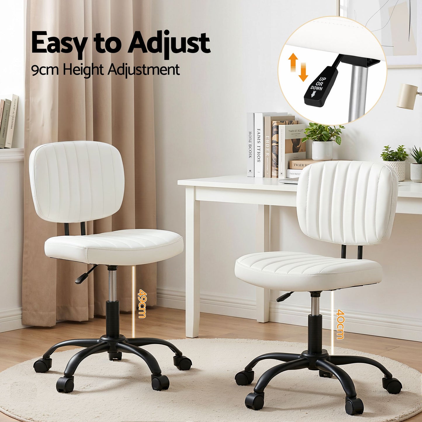 Artiss Armless PU Office Chair - White
